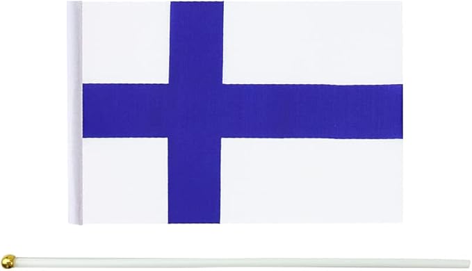 20 Pack Small Finland Flags on Stick Mini Handheld Finns Flag for Parades, Independence Day and Patriotic Events 5x8 Inch Durable Weather-Resistant Flags with 12 Inch Sticks(Finland)