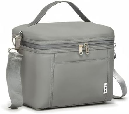 NOL Natural Organic Lifestyle Insulated Lunch Bags for Women Cooler Bag Lightweight Nylon Waterproof Lunch Box For Work (Cool gray, Medium(normal))