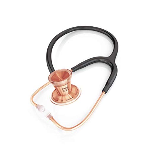 MDF Instruments, Rosegold ProCardial Cardiology Stethoscope, Lightweight Titanium, Adult, Dual Head, Black Tube, Rosegold Chestpiece-Headset, MDF797TRG11