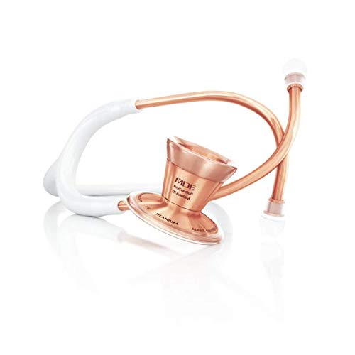 MDF Instruments ProCardial Cardiology Stethoscope, Lightweight Titanium, Adult, Dual Head, White Tube, Rosegold Chestpiece-Headset, MDF797TRG29