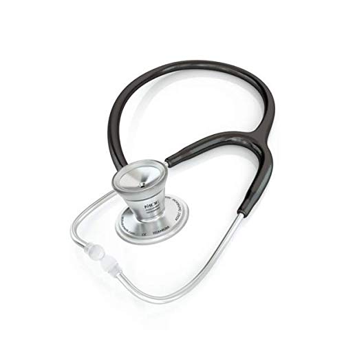 MDF Instruments ProCardial Cardiology Stethoscope, Lightweight Titanium, Adult, Dual Head, Black Tube, Silver Chestpiece-Headset, MDF797T11