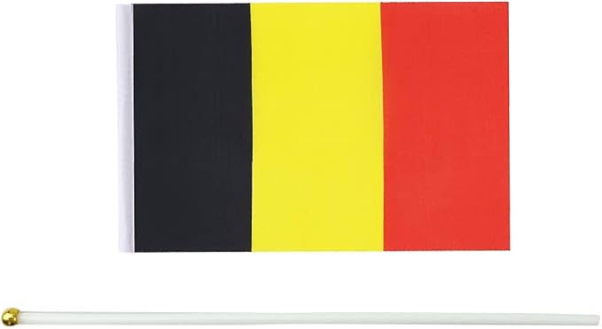 20 Pack Small Belgium Flags on Stick Mini Handheld Belgian Flag for Parades, Independence Day and Patriotic Events 5x8 Inch Durable Weather-Resistant Flags with 12 Inch Sticks(Belgium)