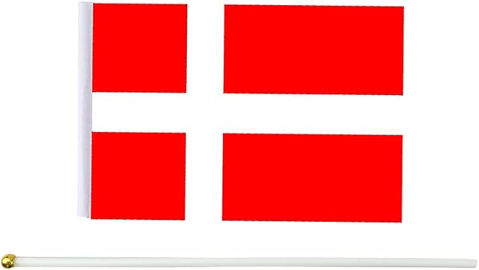 20 Pack Small Denmark Flags on Stick Mini Handheld Danish Flag for Parades, Independence Day and Patriotic Events 5x8 Inch Durable Weather-Resistant Flags with 12 Inch Sticks(Denmark)