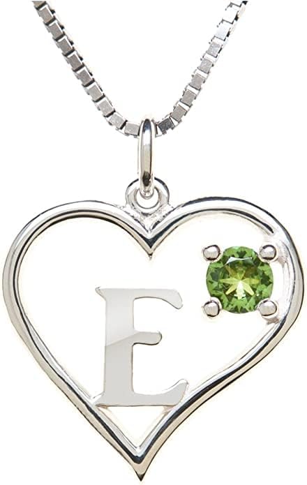 Icy Jewelry Silver Sterling Necklace Initial Letter A-Z Birthstone for Women – Personalized Custom Jewelry Pendant with Heart Design Customized Dainty Charm for Wife Girlfriend Mom – 18" Box Chain