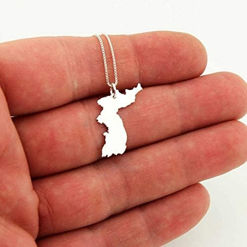 Korea necklace sterling silver personalized i love Korea necklace with Box style chain Korea country charm Necklace