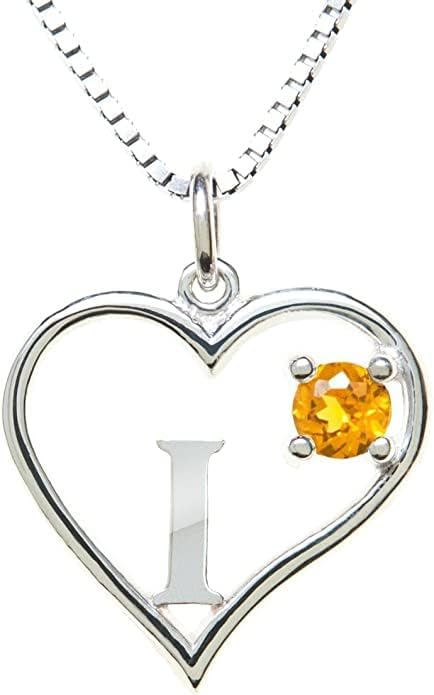 Icy Jewelry Silver Sterling Necklace Initial Letter A-Z Birthstone for Women – Personalized Custom Jewelry Pendant with Heart Design Customized Dainty Charm for Wife Girlfriend Mom – 18" Box Chain