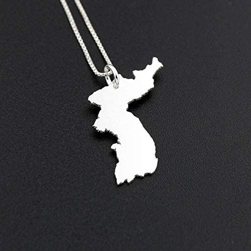 Korea necklace sterling silver personalized i love Korea necklace with Box style chain Korea country charm Necklace