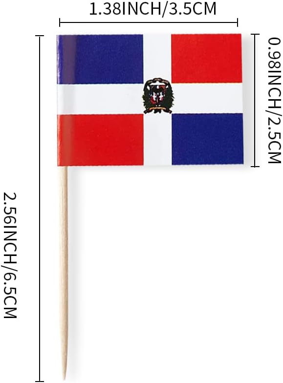 Dominica Flag Dominican Republic Flag, Small Mini Dominican Republic Toothpick Flags for Food, Cupcakes, Cocktails, Appetizers, Bar Party Decorations