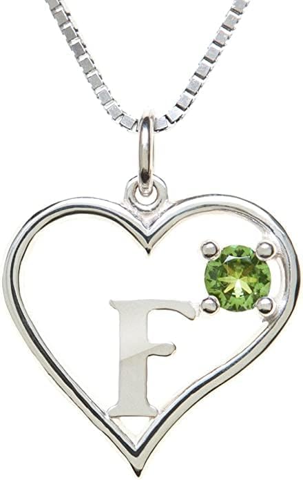 Icy Jewelry Silver Sterling Necklace Initial Letter A-Z Birthstone for Women – Personalized Custom Jewelry Pendant with Heart Design Customized Dainty Charm for Wife Girlfriend Mom – 18" Box Chain