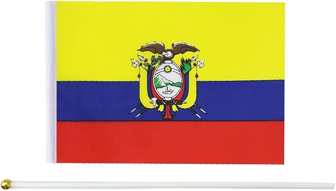 20 Pack Small Ecuador Flags on Stick Mini Handheld Ecuadorian Flag for Parades, Independence Day and Patriotic Events 5x8 Inch Durable Weather-Resistant Flags with 12 Inch Sticks(Ecuador)