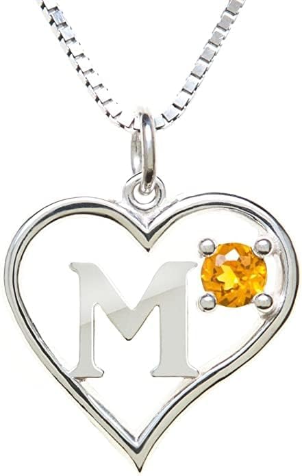 Icy Jewelry Silver Sterling Necklace Initial Letter A-Z Birthstone for Women – Personalized Custom Jewelry Pendant with Heart Design Customized Dainty Charm for Wife Girlfriend Mom – 18" Box Chain