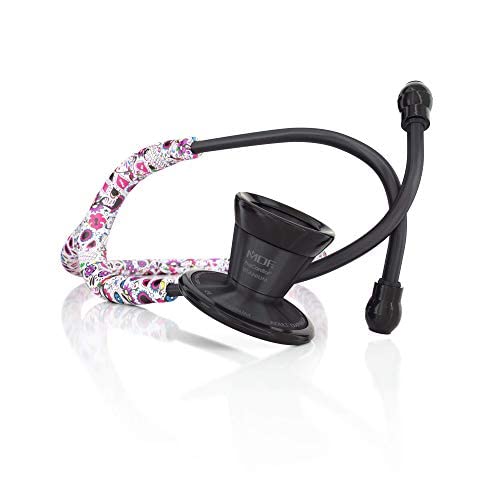 MDF Instruments Sugar Skull Blackout ProCardial Cardiology Stethoscope, Limited Edition Mprints, Lightweight Titanium, Adult, Dual Head, Sugar Skull Tube, Blackout Chestpiece-Headset, MDF797TSKBO
