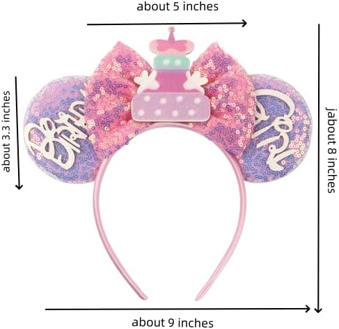 XINGKANG Mouse Ear Sparkling Headband, pink bow, birthday, Balloons, Castle, Firmly Occupying the C Position at the Party