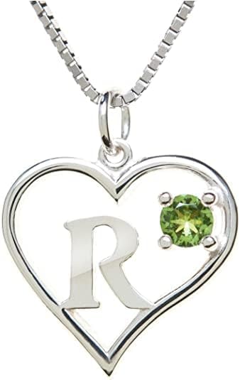 Icy Jewelry Silver Sterling Necklace Initial Letter A-Z Birthstone for Women – Personalized Custom Jewelry Pendant with Heart Design Customized Dainty Charm for Wife Girlfriend Mom – 18" Box Chain
