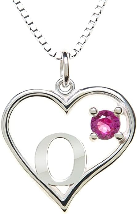 Icy Jewelry Silver Sterling Necklace Initial Letter A-Z Birthstone for Women – Personalized Custom Jewelry Pendant with Heart Design Customized Dainty Charm for Wife Girlfriend Mom – 18" Box Chain