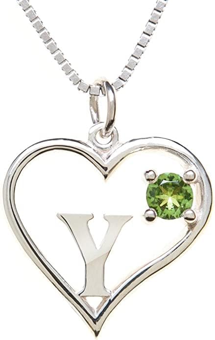 Icy Jewelry Silver Sterling Necklace Initial Letter A-Z Birthstone for Women – Personalized Custom Jewelry Pendant with Heart Design Customized Dainty Charm for Wife Girlfriend Mom – 18" Box Chain