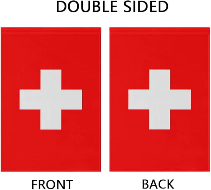 Switzerland Flag Swiss Flag, Small Swiss Garden Flags for Yard Patio Porch Independence Day Patriotic Festival Outdoor Decorations