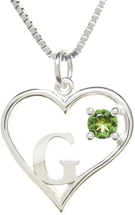 Icy Jewelry Silver Sterling Necklace Initial Letter A-Z Birthstone for Women – Personalized Custom Jewelry Pendant with Heart Design Customized Dainty Charm for Wife Girlfriend Mom – 18" Box Chain