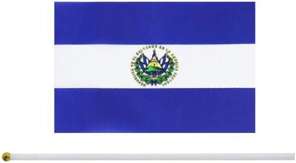 20 Pack Small El Salvador Flags on Stick Mini Handheld Salvadoran Flag for Parades, Independence Day and Patriotic Events 5x8 Inch Durable Weather-Resistant Flags with 12 Inch Sticks(El Salvador)