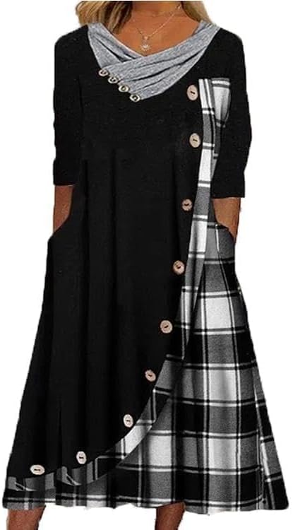 Winter Dresses for Women Wedding Guests Casual Cute Heart Long Sleeve Tiered Maxi Dress with Pockets Plus Size