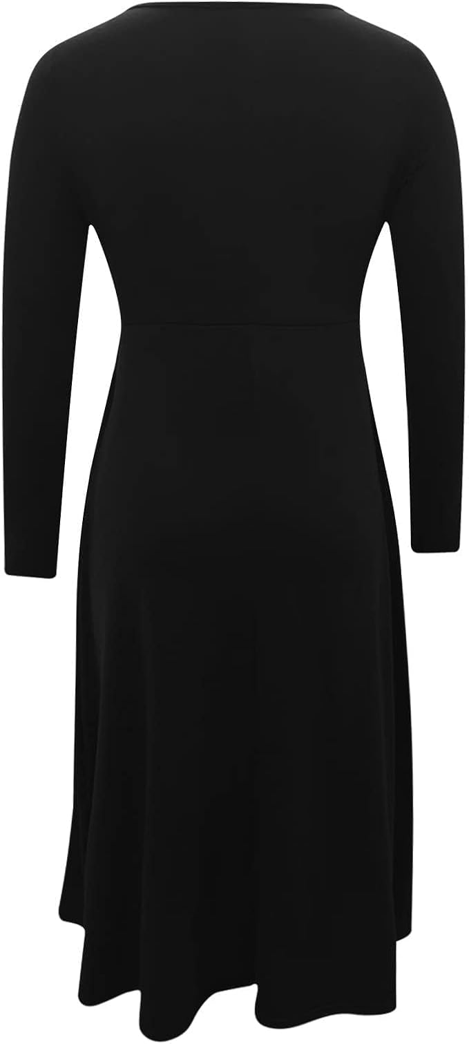 Winter Dresses for Women Wedding Guests Casual Cute Heart Long Sleeve Tiered Maxi Dress with Pockets Plus Size