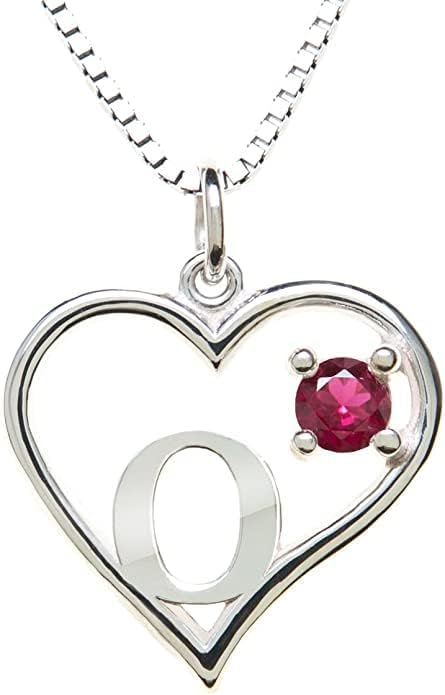 Icy Jewelry Silver Sterling Necklace Initial Letter A-Z Birthstone for Women – Personalized Custom Jewelry Pendant with Heart Design Customized Dainty Charm for Wife Girlfriend Mom – 18" Box Chain