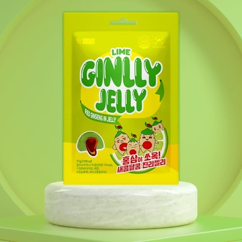HOGUANWON Lime Flavor Jelly, Korean Red Ginseng in Jelly, Protein 3.8g, 2.5oz - Pack of 1