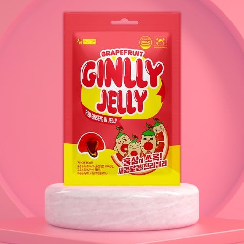 HOGUANWON Grapefruit Ginlly Jelly, Red Ginseng in Jelly, 2.5 oz, 4g Protein, Korean Snack
