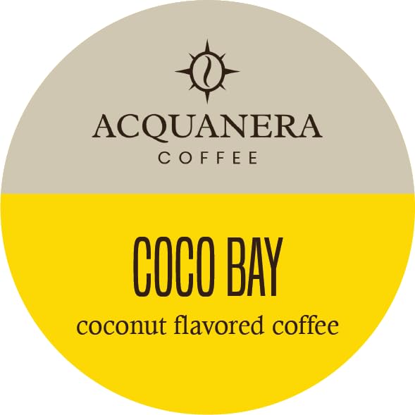 Acquanera Coffee - Coco Bay, Island Blend Flavored Coffee - 100% Arabica - Single Serve Coffee Pods Compatible With K-cup Brewers - 24 count