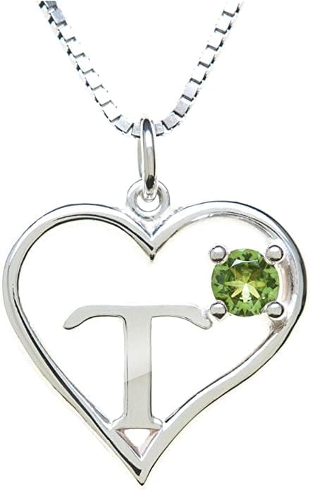 Icy Jewelry Silver Sterling Necklace Initial Letter A-Z Birthstone for Women – Personalized Custom Jewelry Pendant with Heart Design Customized Dainty Charm for Wife Girlfriend Mom – 18" Box Chain