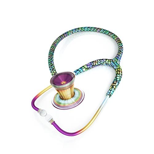 MDF Instruments Mermaid Kaleidoscope ProCardial Cardiology Stethoscope, Limited Edition Mprints, Lightweight Titanium, Adult, Dual Head, Mermaid Tube, Kaleidoscope Chestpiece-Headset, MDF797TMMKL