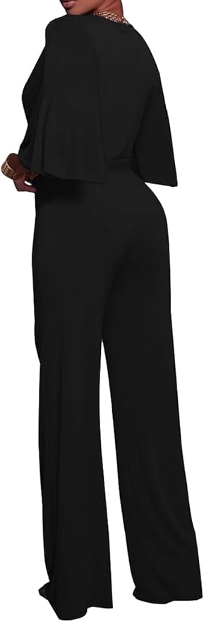 BessCops Womens Loose Short Sleeve Belted Wide Leg Pant Romper Jumpsuit Casual Business One Piece Outfits