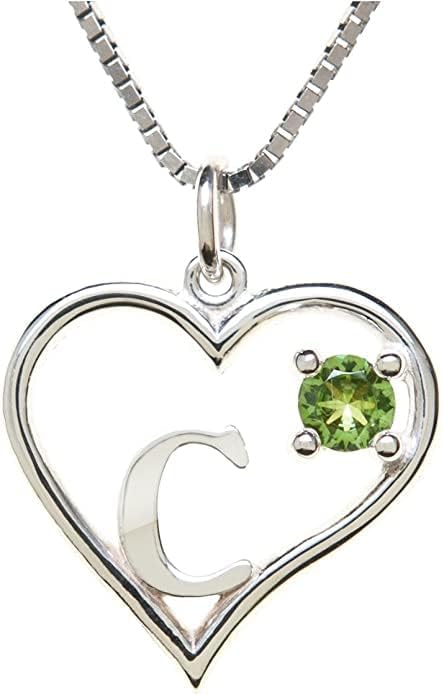 Icy Jewelry Silver Sterling Necklace Initial Letter A-Z Birthstone for Women – Personalized Custom Jewelry Pendant with Heart Design Customized Dainty Charm for Wife Girlfriend Mom – 18" Box Chain