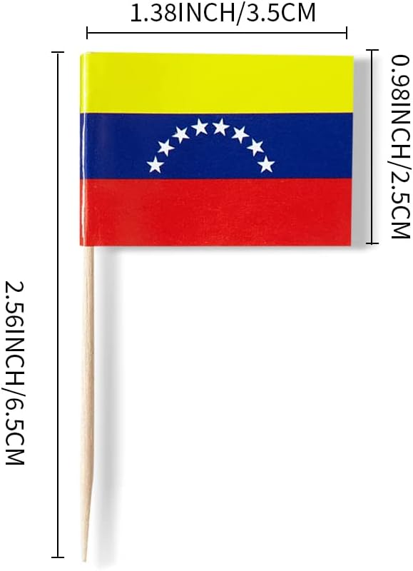 Venezuela Flag Venezuelan Flag, Small Mini Venezuela Toothpick Flags for Food, Cupcakes, Cocktails, Appetizers, Bar Party Decorations
