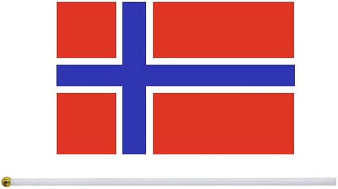 20 Pack Small Norway Flags on Stick Mini Handheld Norwegian Flag for Parades, Independence Day and Patriotic Events 5x8 Inch Durable Weather-Resistant Flags with 12 Inch Sticks(Norway)