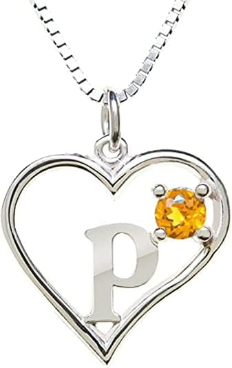 Icy Jewelry Silver Sterling Necklace Initial Letter A-Z Birthstone for Women – Personalized Custom Jewelry Pendant with Heart Design Customized Dainty Charm for Wife Girlfriend Mom – 18" Box Chain