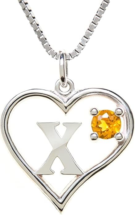 Icy Jewelry Silver Sterling Necklace Initial Letter A-Z Birthstone for Women – Personalized Custom Jewelry Pendant with Heart Design Customized Dainty Charm for Wife Girlfriend Mom – 18" Box Chain