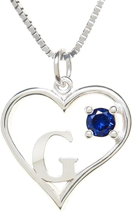 Icy Jewelry Silver Sterling Necklace Initial Letter A-Z Birthstone for Women – Personalized Custom Jewelry Pendant with Heart Design Customized Dainty Charm for Wife Girlfriend Mom – 18" Box Chain