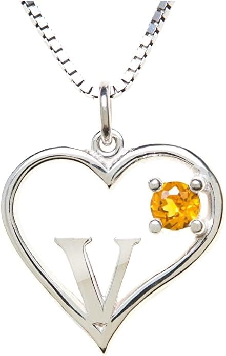 Icy Jewelry Silver Sterling Necklace Initial Letter A-Z Birthstone for Women – Personalized Custom Jewelry Pendant with Heart Design Customized Dainty Charm for Wife Girlfriend Mom – 18" Box Chain
