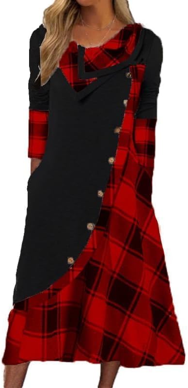 Winter Dresses for Women Wedding Guests Casual Cute Heart Long Sleeve Tiered Maxi Dress with Pockets Plus Size