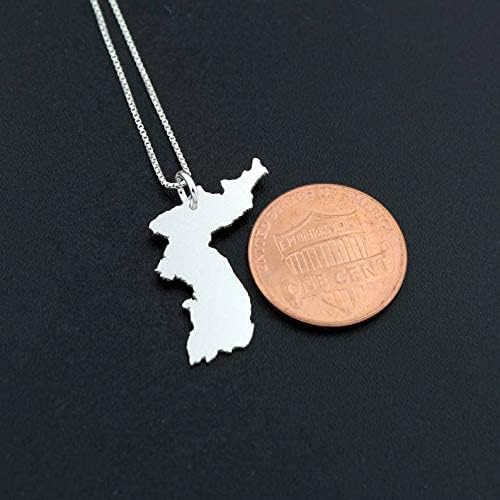 Korea necklace sterling silver personalized i love Korea necklace with Box style chain Korea country charm Necklace