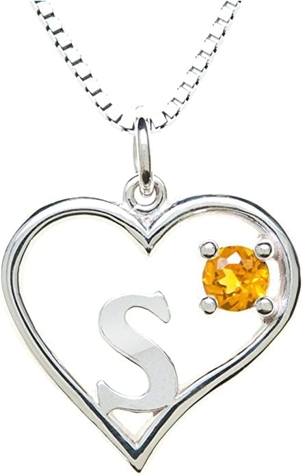 Icy Jewelry Silver Sterling Necklace Initial Letter A-Z Birthstone for Women – Personalized Custom Jewelry Pendant with Heart Design Customized Dainty Charm for Wife Girlfriend Mom – 18" Box Chain