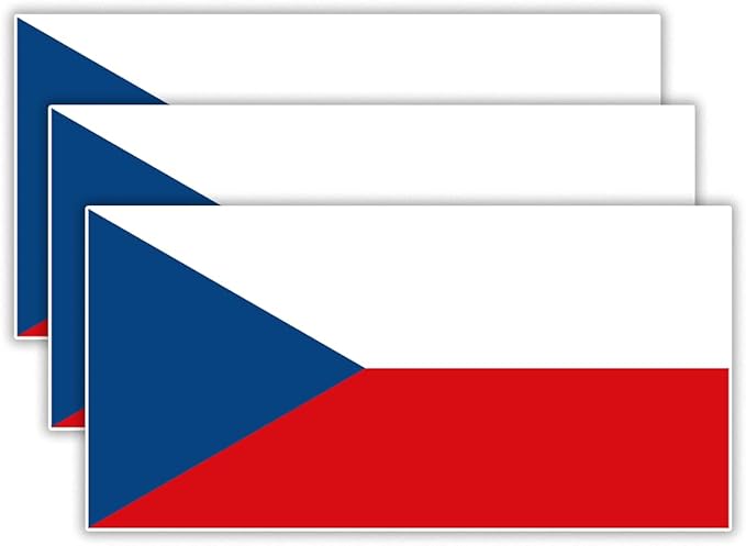 (3PCS) Czechia Flag stickers, Countries Flag Stickers - Waterproof Vinyl Decals For Laptops, Tumblers, Water Bottles, Books, Scrapbooks, Size 3 x 1.5 Inch