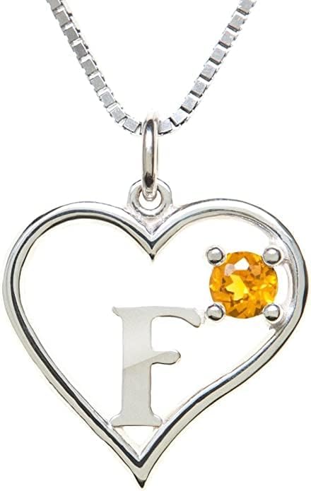 Icy Jewelry Silver Sterling Necklace Initial Letter A-Z Birthstone for Women – Personalized Custom Jewelry Pendant with Heart Design Customized Dainty Charm for Wife Girlfriend Mom – 18" Box Chain