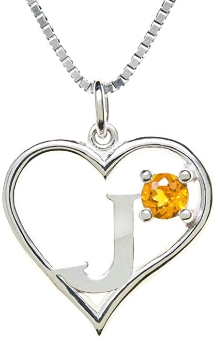 Icy Jewelry Silver Sterling Necklace Initial Letter A-Z Birthstone for Women – Personalized Custom Jewelry Pendant with Heart Design Customized Dainty Charm for Wife Girlfriend Mom – 18" Box Chain