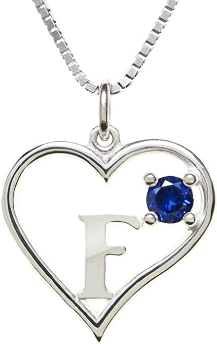 Icy Jewelry Silver Sterling Necklace Initial Letter A-Z Birthstone for Women – Personalized Custom Jewelry Pendant with Heart Design Customized Dainty Charm for Wife Girlfriend Mom – 18" Box Chain