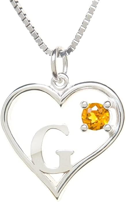 Icy Jewelry Silver Sterling Necklace Initial Letter A-Z Birthstone for Women – Personalized Custom Jewelry Pendant with Heart Design Customized Dainty Charm for Wife Girlfriend Mom – 18" Box Chain