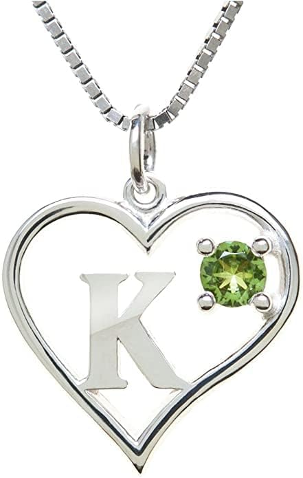 Icy Jewelry Silver Sterling Necklace Initial Letter A-Z Birthstone for Women – Personalized Custom Jewelry Pendant with Heart Design Customized Dainty Charm for Wife Girlfriend Mom – 18" Box Chain
