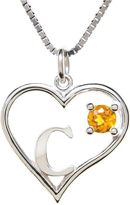 Icy Jewelry Silver Sterling Necklace Initial Letter A-Z Birthstone for Women – Personalized Custom Jewelry Pendant with Heart Design Customized Dainty Charm for Wife Girlfriend Mom – 18" Box Chain