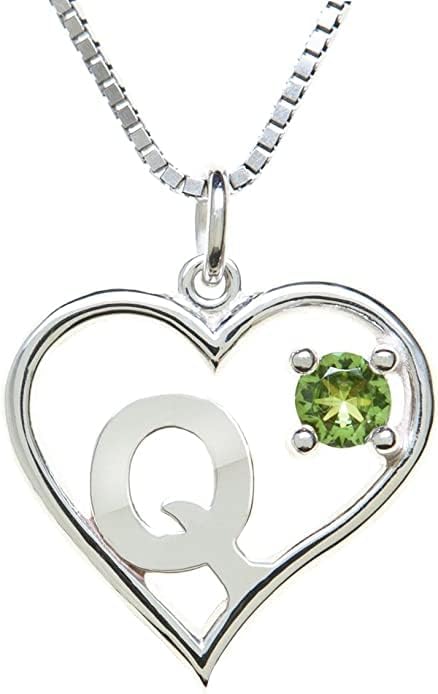 Icy Jewelry Silver Sterling Necklace Initial Letter A-Z Birthstone for Women – Personalized Custom Jewelry Pendant with Heart Design Customized Dainty Charm for Wife Girlfriend Mom – 18" Box Chain
